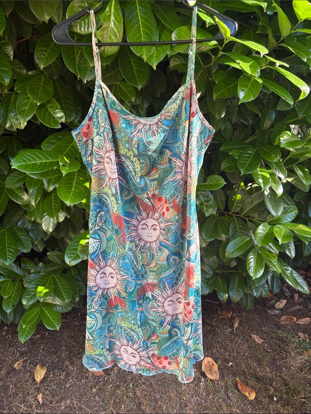 VTG Sun Motif Multicolor Slip Dress